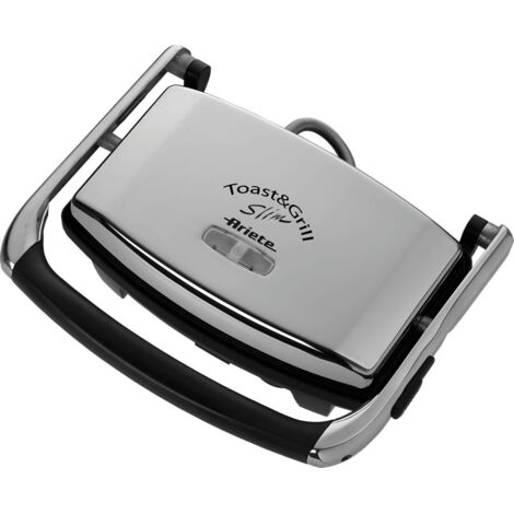 Ariete 1911 Toast & Grill Slim - Piastra elettrica antiaderente per toast e sandwich - piastra rigata - 1000 Watt - Argento