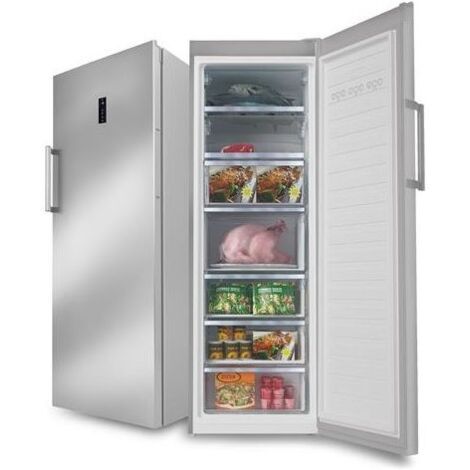 Schaub Lorenz SSCVND300X - Congelatore Verticale 300 L, 176 cm, Classe F, 45 dB, Total No Frost, 7 Cassetti, Inox