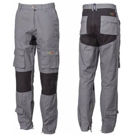 Industrial Starter 8738 STRETCH-ON Pantalone da Lavoro Multitasca 100% Cotone Canvas Inserti Stretch Taglia XXL colore Grigio (1/3)