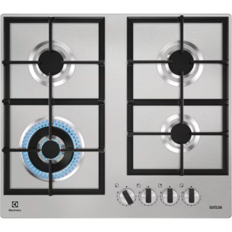 Electrolux KGU64361Z Piano cottura a gas Ultraflat 4 fuochi 1 bruciatore Wok multicorona Griglie in ghisa 60 cm Inox Antimpronta