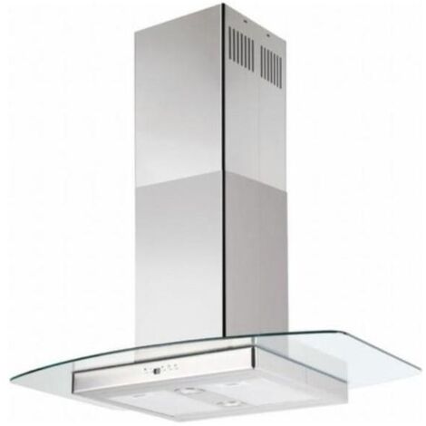 Silverline 4240.9 Cappa a isola Aspirante Pulsante a Pressione Classe energetica C 5 Velocita' Portata 581 m³-h 90cm Inox e Vetro
