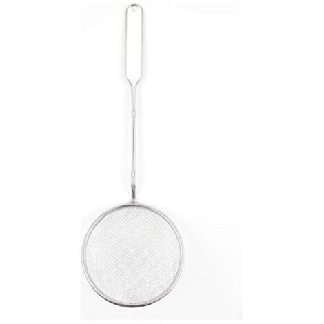 Schiumarola per fritto in acciaio inox con manico bamboo, rete grossa