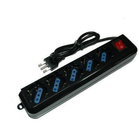 Nilox Multipresa 5 prese Spina Italiana Tripolare 10 Ampere con Interrutore Nero (1/2)