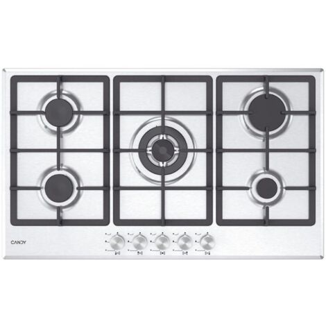 Candy CHG93WX-1 Piano Cottura 5 Fuochi a Gas 86 cm colore Inox Moderna