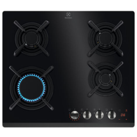 Electrolux KGG643753K Piano Cottura da Incasso a Gas 60 cm 4 Fuochi Vertical Flame Cristallo Temperato Nero (1/5)