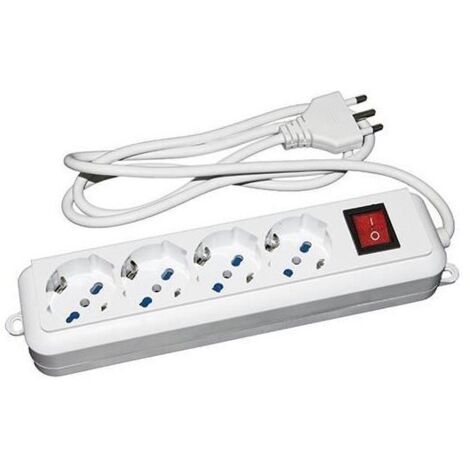 Link LKMP04 Multipresa 4 Prese Universali Ita-Schuko 10-16A Spina 16A con Interruttore (1/2)