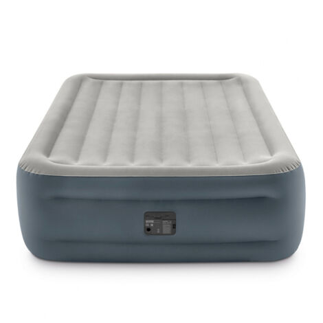 Intex 64126NP - Materasso Essential Rest Matrimoniale, con Pompa Elettrica Incorporata, PVC, Grigio, 152x203x46 cm