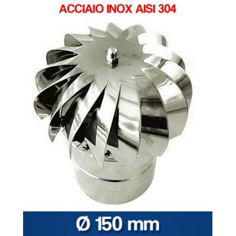 Fumaiolo comignolo girevole in acciaio inox base tonda - Diametro 15 cm