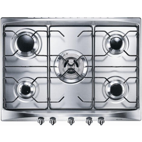 Smeg piano cottura se706sx3 70cm inox 5 fuochi manopole silver largo 70cm inox