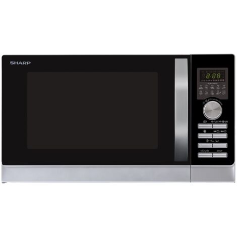Sharp R-843 INW Forno Microonde con Grill con aria calda Capacita' 25 Litri Potenza 900W 10 Programmi automatici Argento
