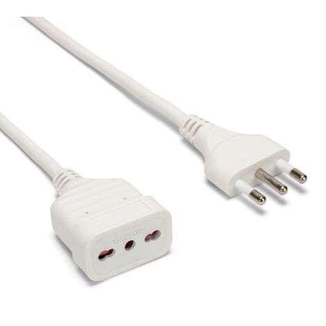 Velamp PROLIT16A-10 Prolunga Elettrica Bianca 10mt Spina Italiana 16A e Presa Italiana Bipasso 10-16A Cavo H05VV-F 3x1mm2 (1/5)