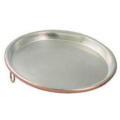 Teglia Rame Stagnato Vigor Pesante Tonda Bordo cm. 3 Ø cm. 28