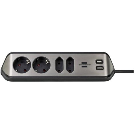 Brennenstuhl 1153590410 Presa di corrente 1 pezzo Argento, Nero Schuko 1 pz.