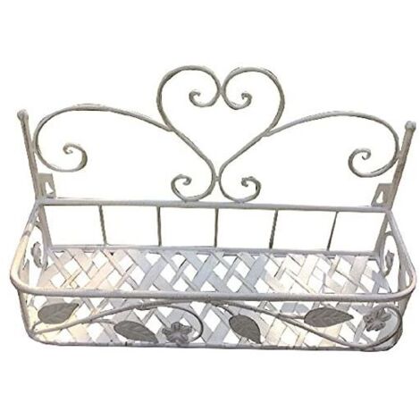 Vigor Portafiori Ferro Battuto Bianco Fioriera 1 Piano da Parete o Appoggio