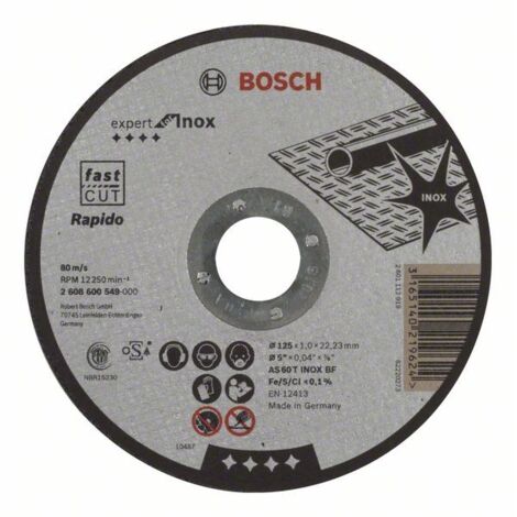 Bosch Disco Da Taglio Inox Per Smerigliatrice 125X1Mm