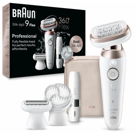 Braun Silk-Epil 9 Flex 9-360 3D Epilatore Elettrico Donna per Epilazione Semplice Bianco-Rosa
