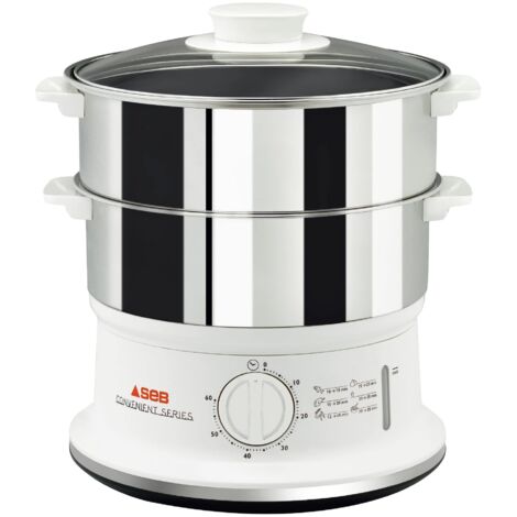 Tefal Vc1451 Vaporiera Convenient Series Inox, Timer Con Spegnimento Automatico, Livello Di Acqua Visibile, Capacità 6 L, Bianco (1/5)