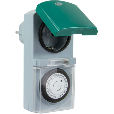 REV 0025700409 Presa con Timer Meccanico IP44 16A 3680W 48 Programmi Uso Interno Esterno colore Grigio Verde (1/4)