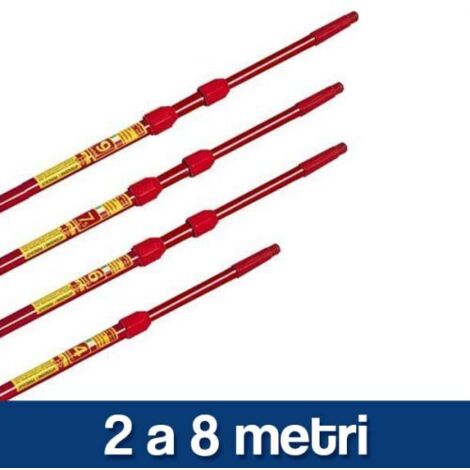 MANICO TELESCOPICO ASTA TELESCOPICA ALLUMINIO ATTACCO CONICO MASS (31750V) 2 a 8 metri (31753)