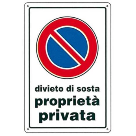 Cartello Divieto di Sosta P.P. 30X 45 Alluminio
