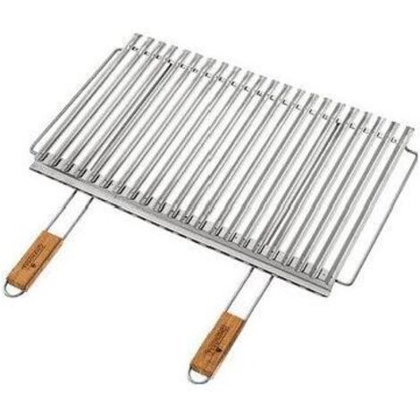 graticola biologica inox con manici in bamboo - 67x40cm