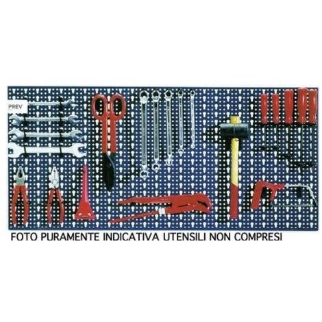 Bizzotto Pannello Porta Attrezzi in Lamiera 98x46cm Azzurro