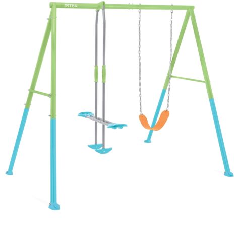 Intex 44120 Altalena Swing Set Colorata Seggiolino e Dondolo 249x249x203 cm (1/5)