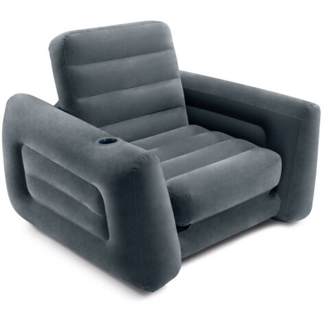 poltrona letto gonfiabile intex colore grigio, 117x224x66 cm - cod. 66551np