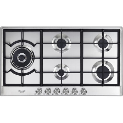 DeLonghi NSL590DX Piano Cottura a Gas 5 Zone 1 Doppia corona Griglie in ghisa 90 cm Inox (1/5)