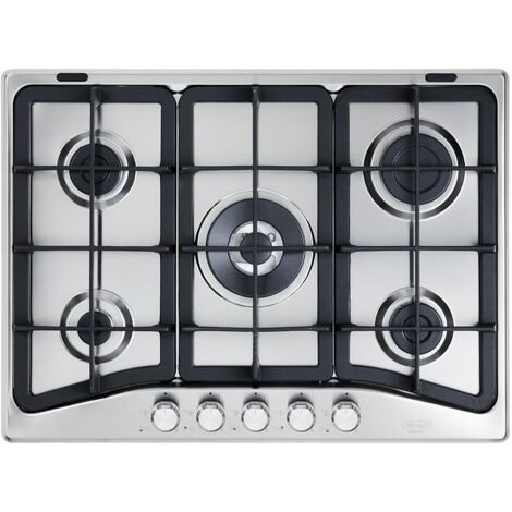 De Longhi PFI 57 GH Linea Professional Piano cottura a Gas 5 Fuochi Griglie in Ghisa Bruciatore Tripla Corona 70 cm Acciaio Inox (1/3)
