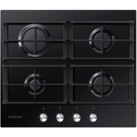 Samsung NA64H3010AK Piano Cottura a Gas in Vetro Temperato 4 Fuochi Griglia in Ghisa 60 cm Nero