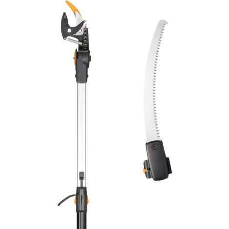Fiskars UPX86 - Svettatoio Telescopico Bypass 2,4-4m Lama Acciaio Nero e Arancione + Seghetto UP80 45cm incluso