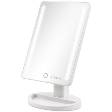 Girmi BE0401 Stupenda Make-up Specchio da Trucco LED 1x Touch 16x22 cm Ricaricabile USB-C o Batterie con Base Porta Cosmetici colore Bianco (1/5)