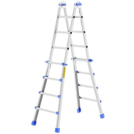 Scala telescopica in alluminio 4+4 scalini 4+5 gradini 5+5 5+6 6+6 gradini (gr 4+5) (1/2)