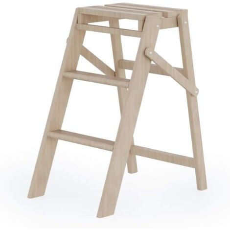 Sgabello in legno di faggio a 3 gradini H57 Cm salvaspazio, COLOMBO WOODY (1/5)