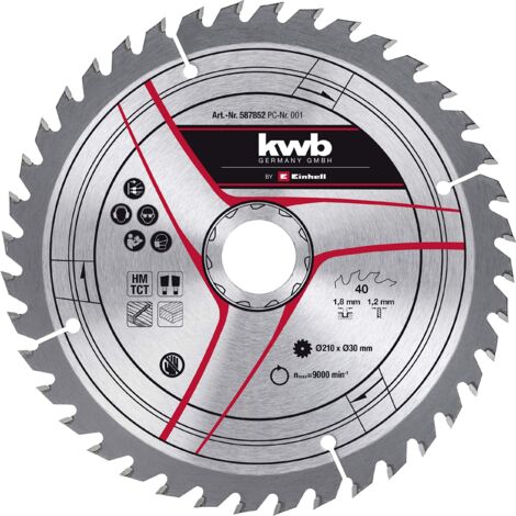Kwb disco di ricambio mm 210x30x1,2 per sega circolare troncatrice a 40 denti lama per legno by Einhell