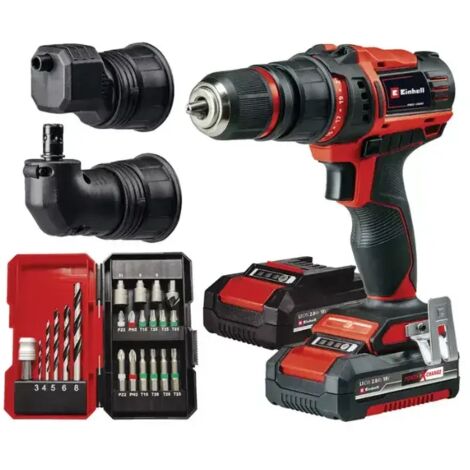 Einhell  Trapano Avvitatore a Batteria TE-CD 18-45 3X-Li 22 (2x2,0 Ah)  - Set punte e bit da 22 pezzi