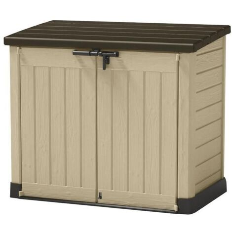 Keter – Bauli da giardino porta attrezzi in polipropilene beige – Dimensioni 145.5x82x125 cm – Volume 1.1 mc – Adatto per 2 bidoni da 120 litri (1/10)