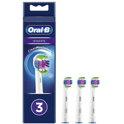 Braun Oral-B 3D White Testine di Ricambio con Tecnologia CleanMaximiser Confezione da 3 Pezzi (1/5)