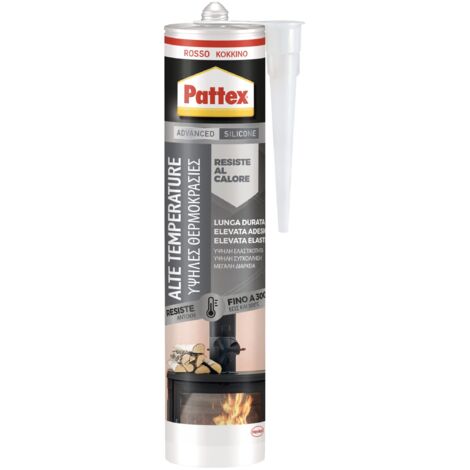 Pattex Sigillante Siliconico Alte Temperature Rosso Fino 250° per Muratura Metallo Vetro 280 ml