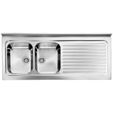CM 031139SCSSX Serie IX Rossana Appoggio Lavello da incasso Gocciolatoio a Destra 2 Vasche 150X60cm