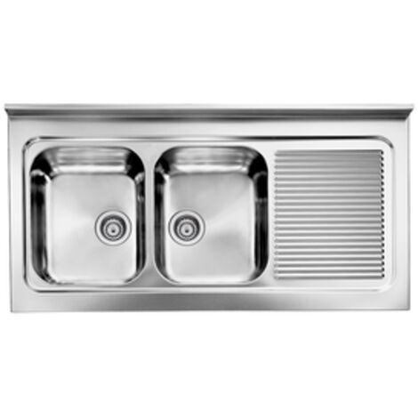 CM 031137DCSSX Serie IX Rossana Appoggio Lavello Acciaio inossidabile satinato da incasso Gocciolatoio a Sinistra 2 Vasche 120x60cm