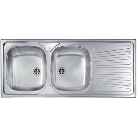 Lavello MONDIAL 116x50 2 vasche destre+ gocciolatoio ACCIAIO INOX