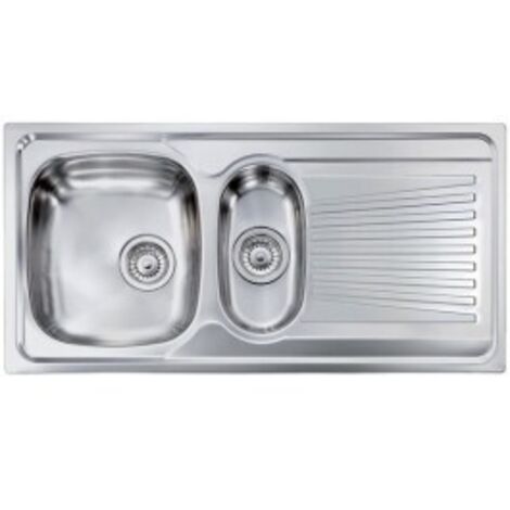 CM 011545SCSSP Serie Mondial 3'' Lavello Acciaio Inox Spazzolato da Incasso Gocciolatoio a Destra 2 vasche 100X50cm