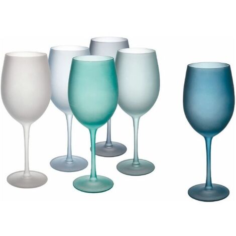 servizio calici "happy hour" in vetro sfumature di blu, 6 pezzi