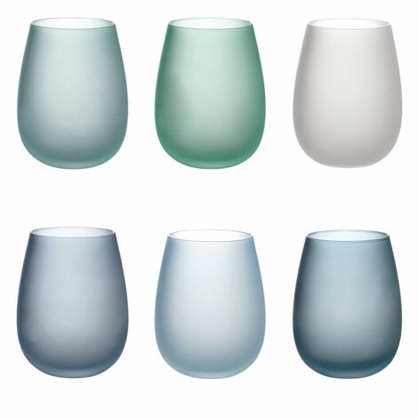Villa d'Este Home Tivoli 5907741 Shades of Blue Set 6 Bicchieri Frosted in Vetro 500 ml colore Blu (1/5)