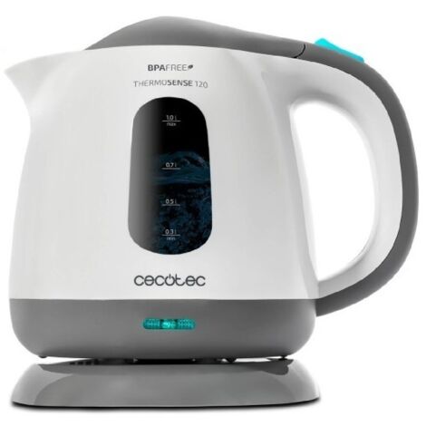 Cecotec bollitore elettrico ThermoSense 120, 1 litro, 1100 W, plastica senza BPA, filtro anticalcare, base 360°, doppio sistema di sicurezza (1/5)