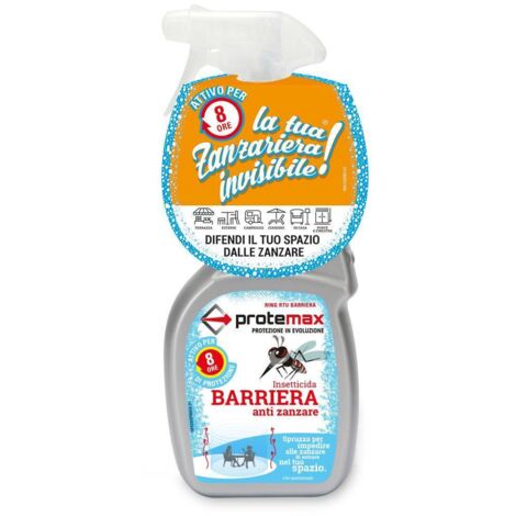 Protemax insetticida antizanzare barriera spray, 500 ml, azione 8 ore, inodore, no macchia, per esterni e vegetazione