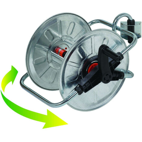 Agrati AG130 Avvolgitubo Murale Girevole Acciaio Zincato 50 m 1-2'' con Staffa Viti Tasselli e 2 Innesti Rapidi (1/5)