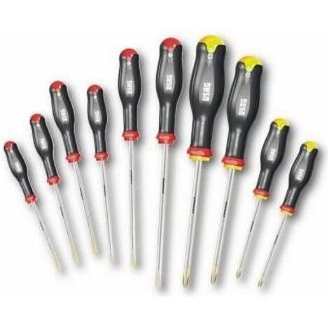 Usag 324-SH10 Set Cacciaviti 10 pezzi Taglio Phillips Lame Acciaio Cromo Vanadio Impugnatura Ergonomica Tri-materiale (1/2)